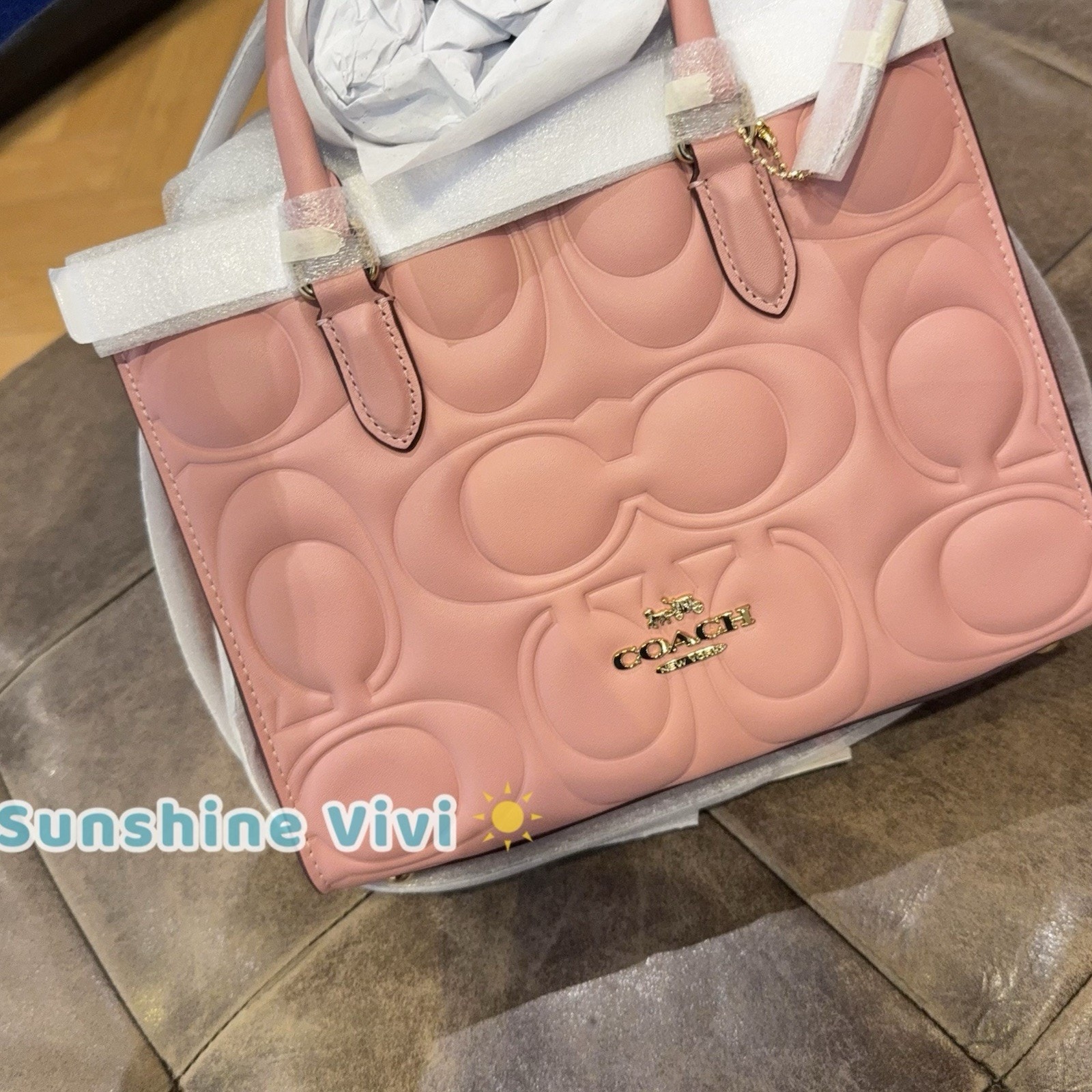 Nwt Coach Maggie Small Tote Bag In Signature Leather In Pink Teal Cy670 Gift